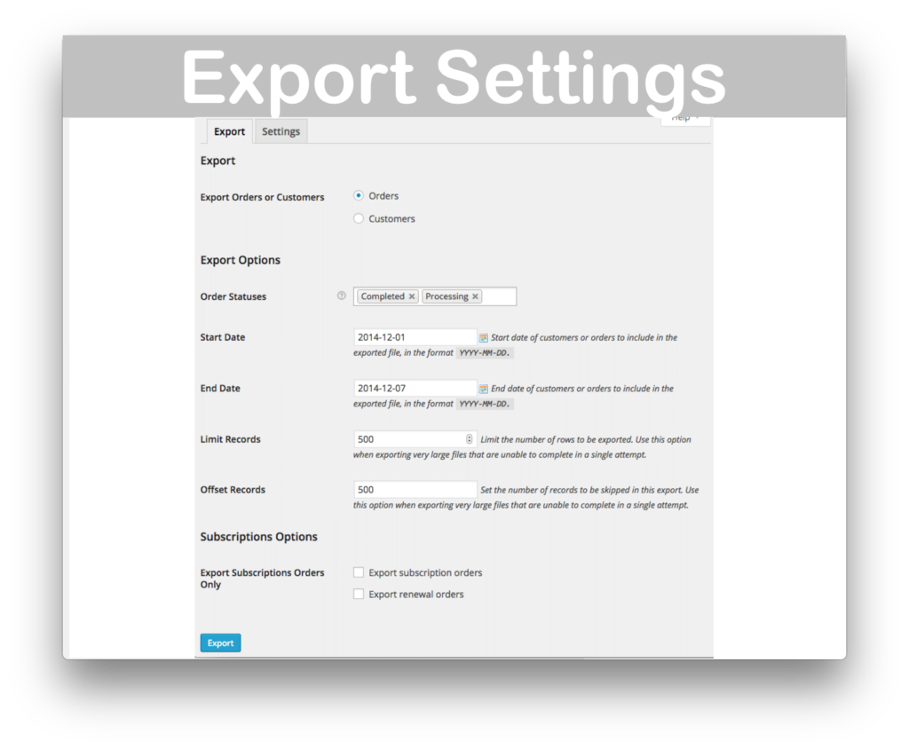 Export orders. Export orders