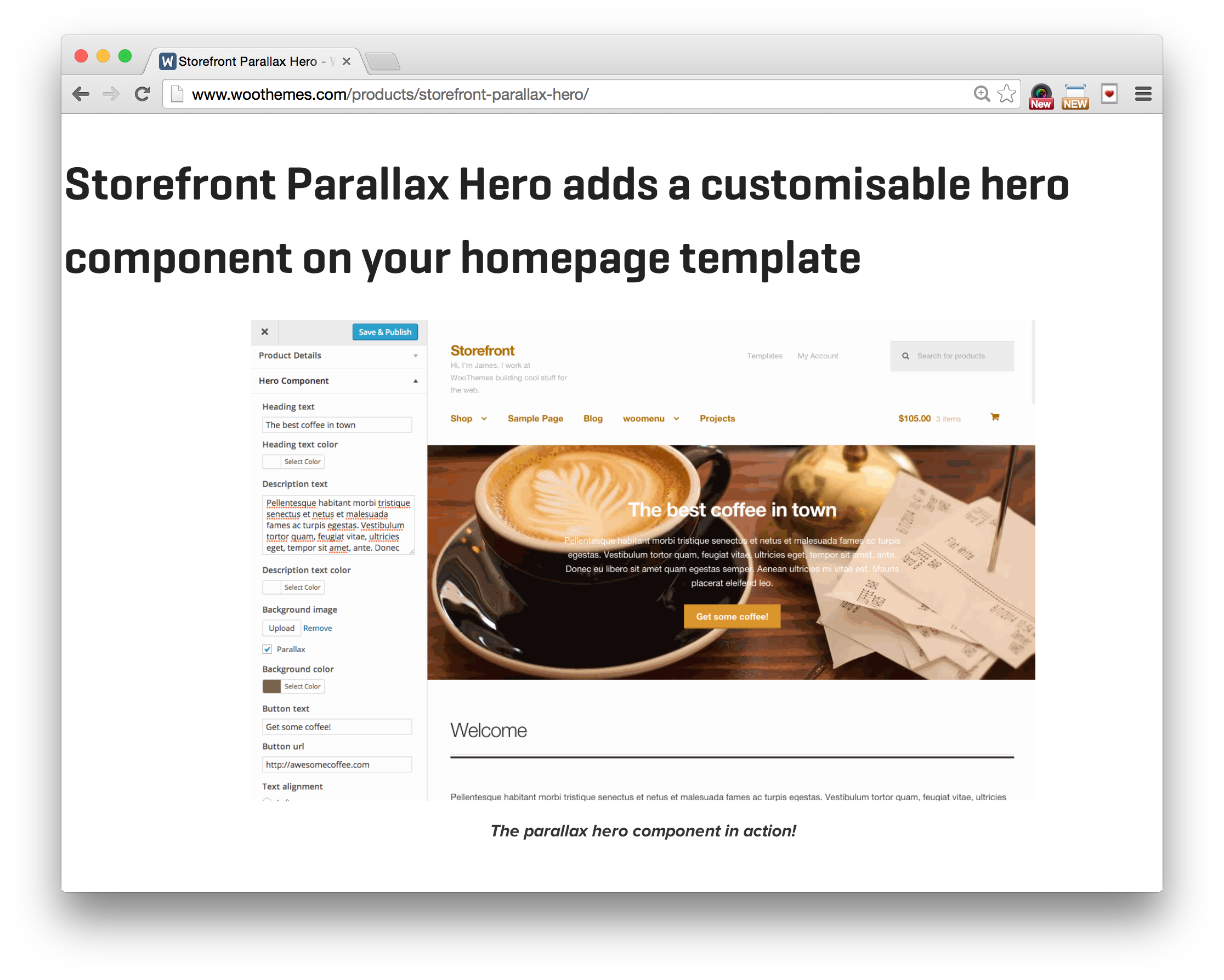 WooCommerce Storefront Parallax Hero Extension - $8